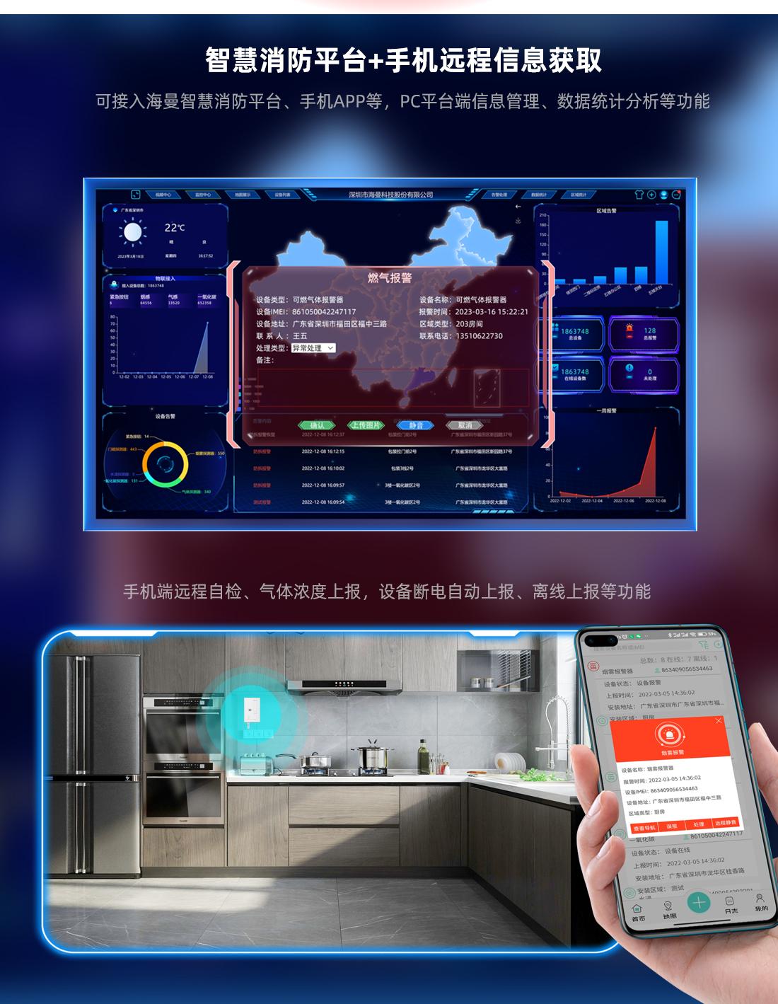 BTXYM-710（甲烷）NB-IoT版小型餐饮厨房用可燃气体报警器